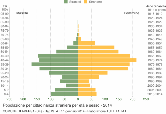 Grafico cittadini stranieri - Aversa 2014