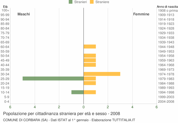 Grafico cittadini stranieri - Corbara 2008