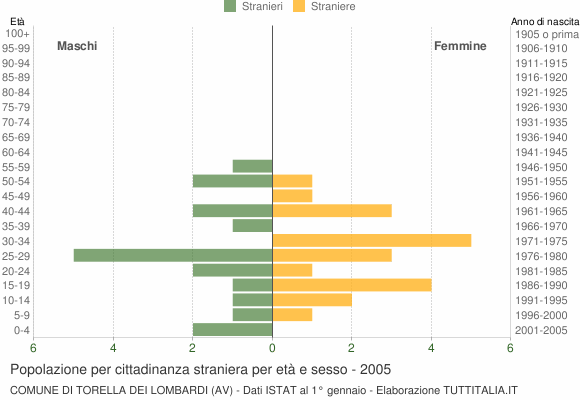 Grafico cittadini stranieri - Torella dei Lombardi 2005