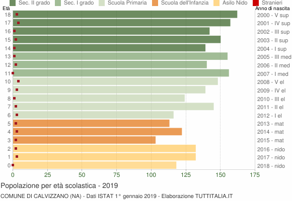 Grafico Popolazione in età scolastica - Calvizzano 2019