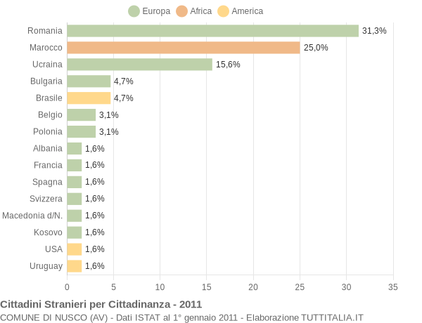 Grafico cittadinanza stranieri - Nusco 2011