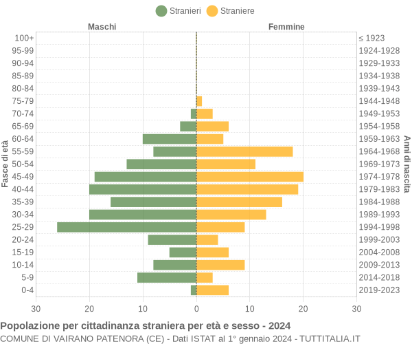 Grafico cittadini stranieri - Vairano Patenora 2024