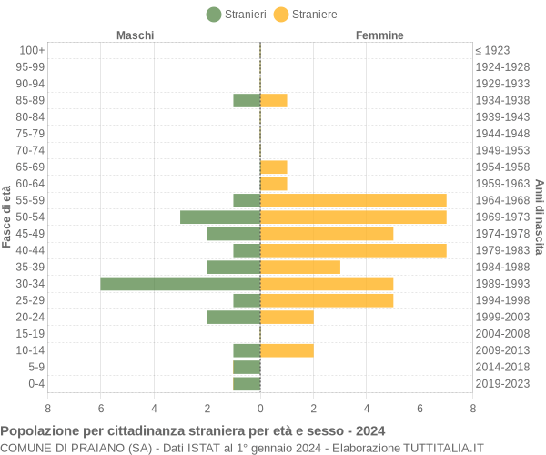 Grafico cittadini stranieri - Praiano 2024