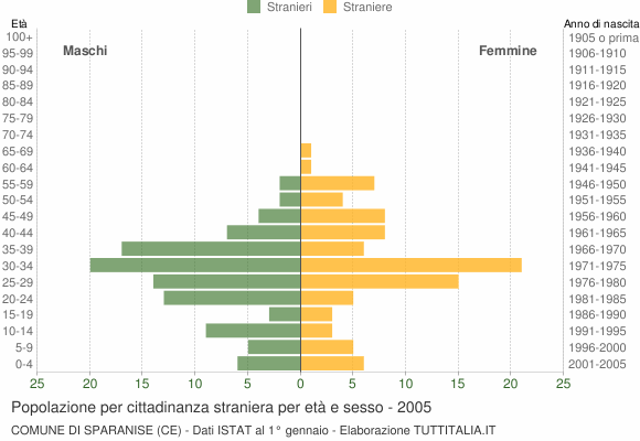 Grafico cittadini stranieri - Sparanise 2005
