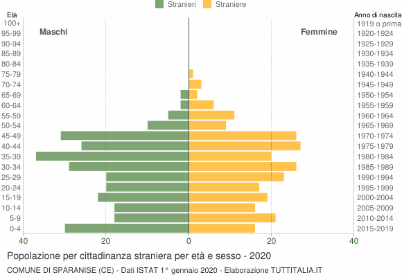 Grafico cittadini stranieri - Sparanise 2020