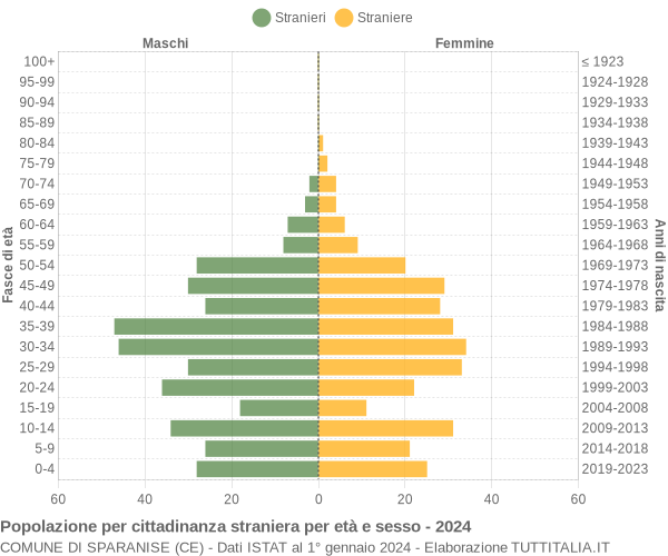 Grafico cittadini stranieri - Sparanise 2024