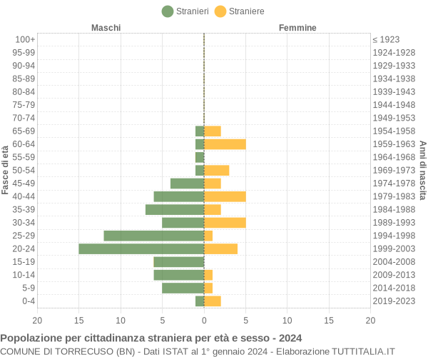 Grafico cittadini stranieri - Torrecuso 2024