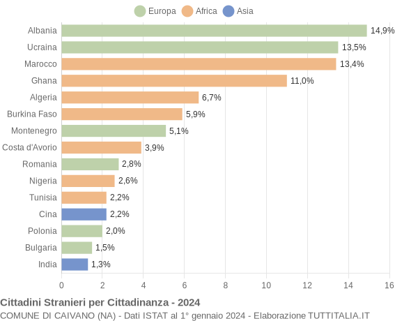 Grafico cittadinanza stranieri - Caivano 2024