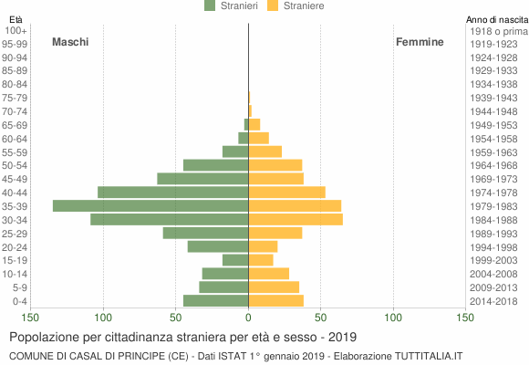 Grafico cittadini stranieri - Casal di Principe 2019