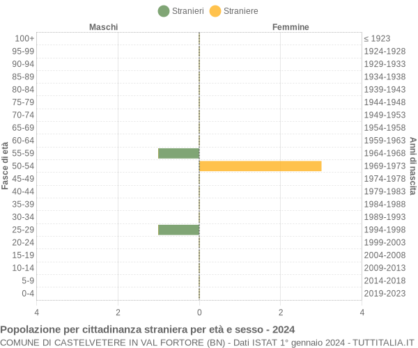 Grafico cittadini stranieri - Castelvetere in Val Fortore 2024