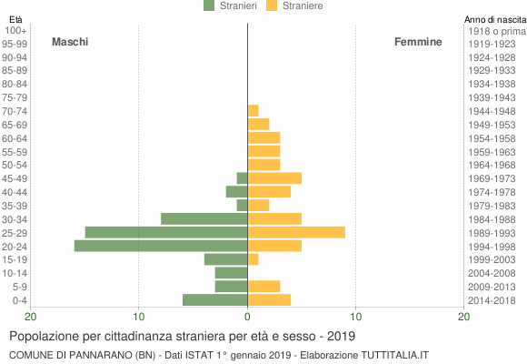 Grafico cittadini stranieri - Pannarano 2019