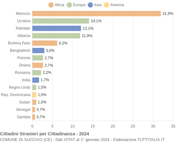 Grafico cittadinanza stranieri - Succivo 2024