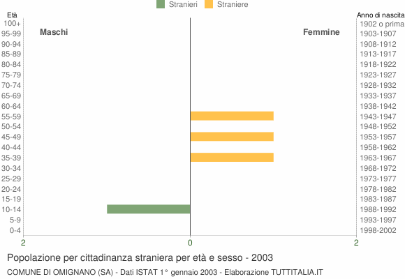 Grafico cittadini stranieri - Omignano 2003