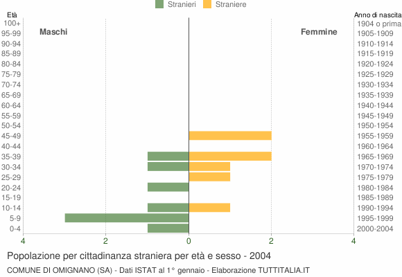 Grafico cittadini stranieri - Omignano 2004