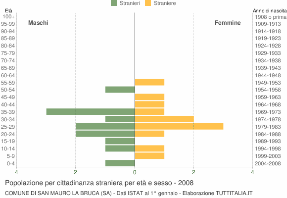 Grafico cittadini stranieri - San Mauro la Bruca 2008