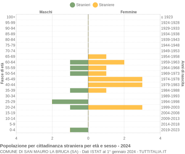 Grafico cittadini stranieri - San Mauro la Bruca 2024