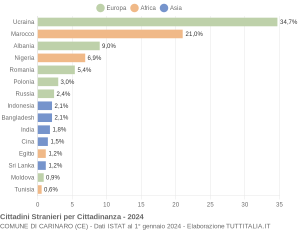 Grafico cittadinanza stranieri - Carinaro 2024