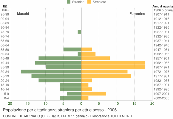 Grafico cittadini stranieri - Carinaro 2006
