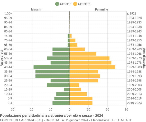 Grafico cittadini stranieri - Carinaro 2024