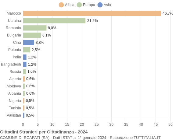 Grafico cittadinanza stranieri - Scafati 2024