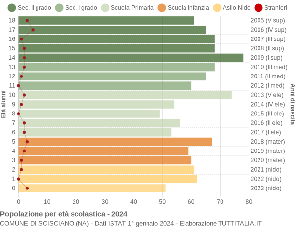 Grafico Popolazione in età scolastica - Scisciano 2024