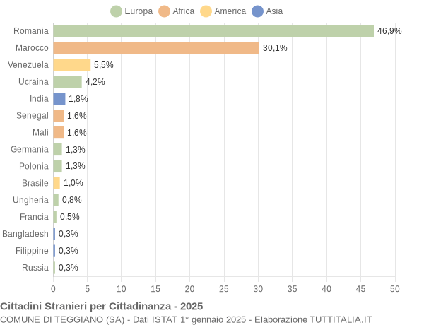 Grafico cittadinanza stranieri - Teggiano 2025