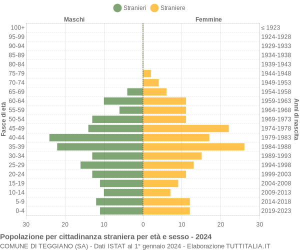 Grafico cittadini stranieri - Teggiano 2024