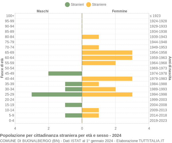 Grafico cittadini stranieri - Buonalbergo 2024