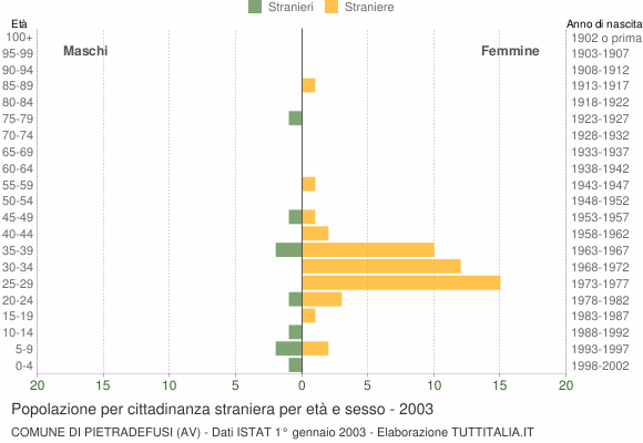Grafico cittadini stranieri - Pietradefusi 2003