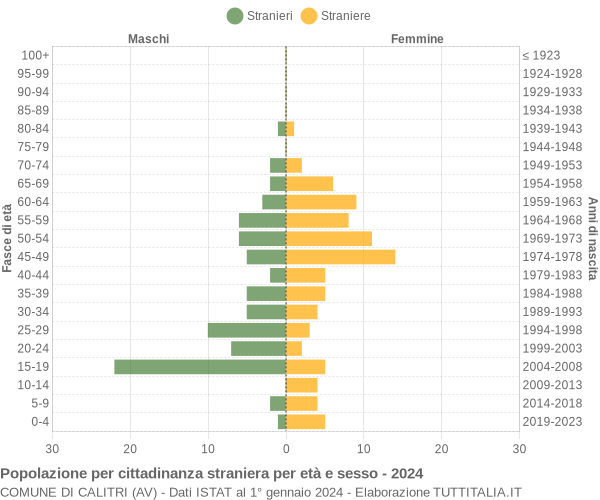 Grafico cittadini stranieri - Calitri 2024