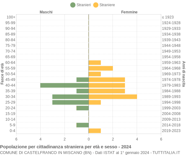 Grafico cittadini stranieri - Castelfranco in Miscano 2024