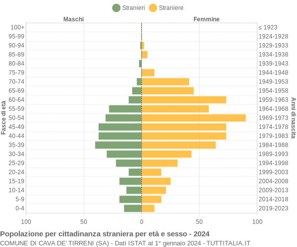 Grafico cittadini stranieri - Cava de' Tirreni 2024