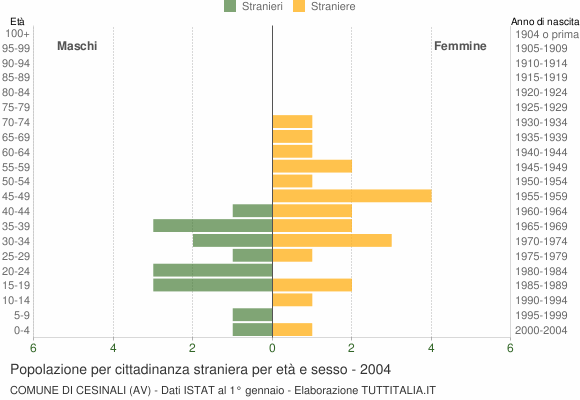 Grafico cittadini stranieri - Cesinali 2004