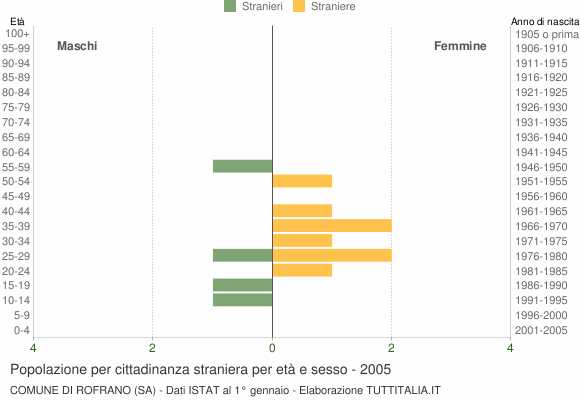 Grafico cittadini stranieri - Rofrano 2005
