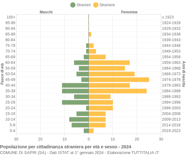 Grafico cittadini stranieri - Sapri 2024