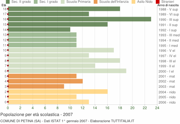 Grafico Popolazione in età scolastica - Petina 2007