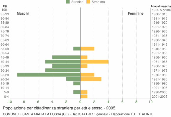 Grafico cittadini stranieri - Santa Maria la Fossa 2005