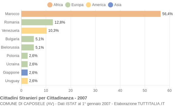 Grafico cittadinanza stranieri - Caposele 2007
