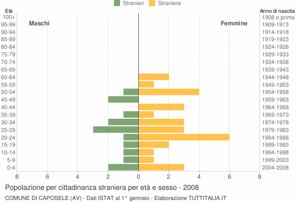 Grafico cittadini stranieri - Caposele 2008