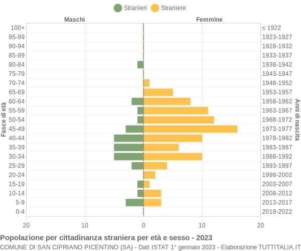 Grafico cittadini stranieri - San Cipriano Picentino 2023