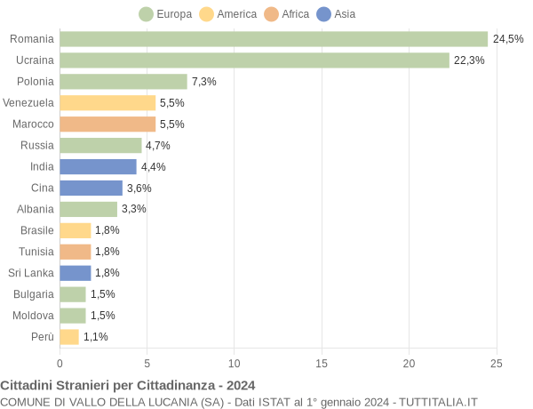 Grafico cittadinanza stranieri - Vallo della Lucania 2024