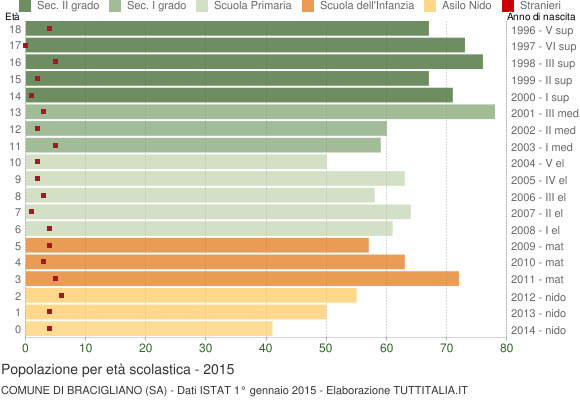 Grafico Popolazione in età scolastica - Bracigliano 2015