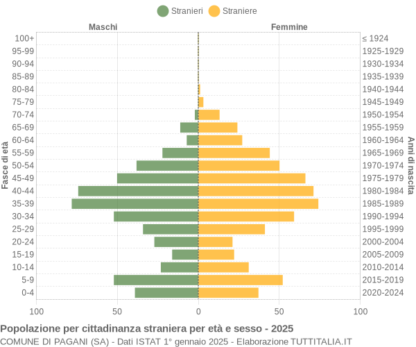 Grafico cittadini stranieri - Pagani 2025