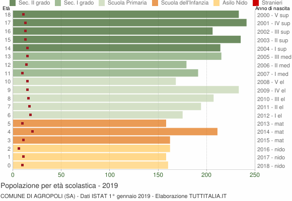 Grafico Popolazione in età scolastica - Agropoli 2019