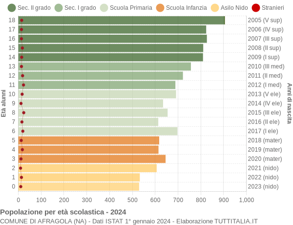 Grafico Popolazione in età scolastica - Afragola 2024