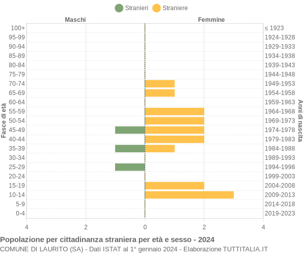 Grafico cittadini stranieri - Laurito 2024