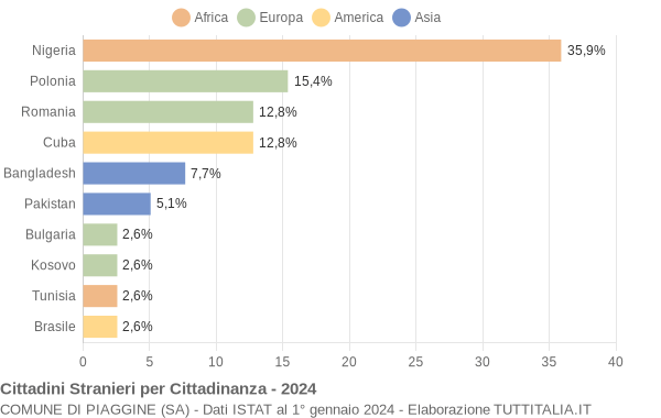 Grafico cittadinanza stranieri - Piaggine 2024