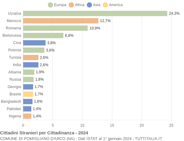 Grafico cittadinanza stranieri - Pomigliano d'Arco 2024