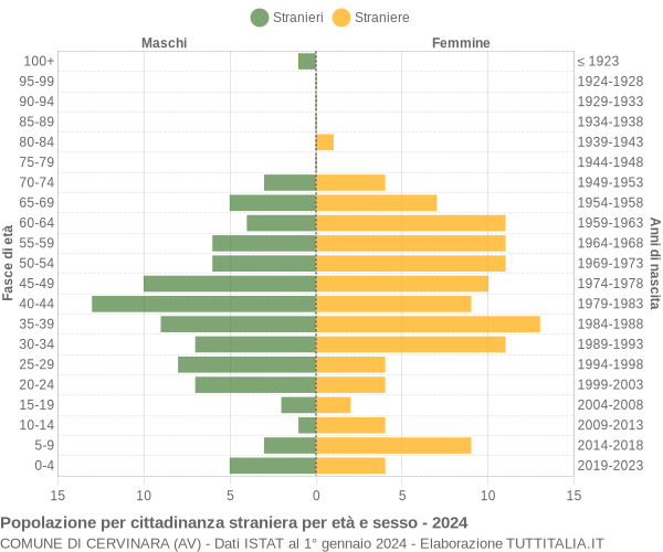 Grafico cittadini stranieri - Cervinara 2024