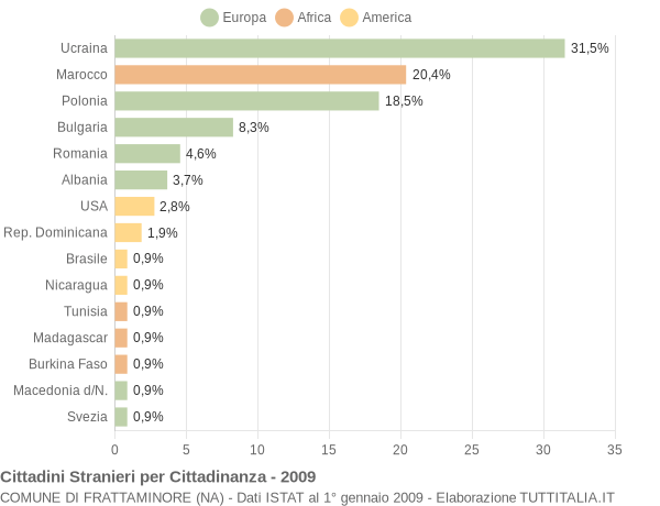 Grafico cittadinanza stranieri - Frattaminore 2009